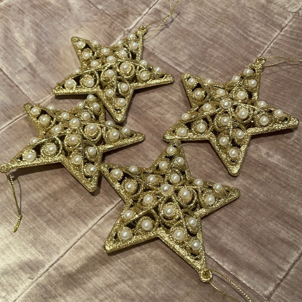 CHRISTMAS Ornaments 4 Star Faux Pearl bundle